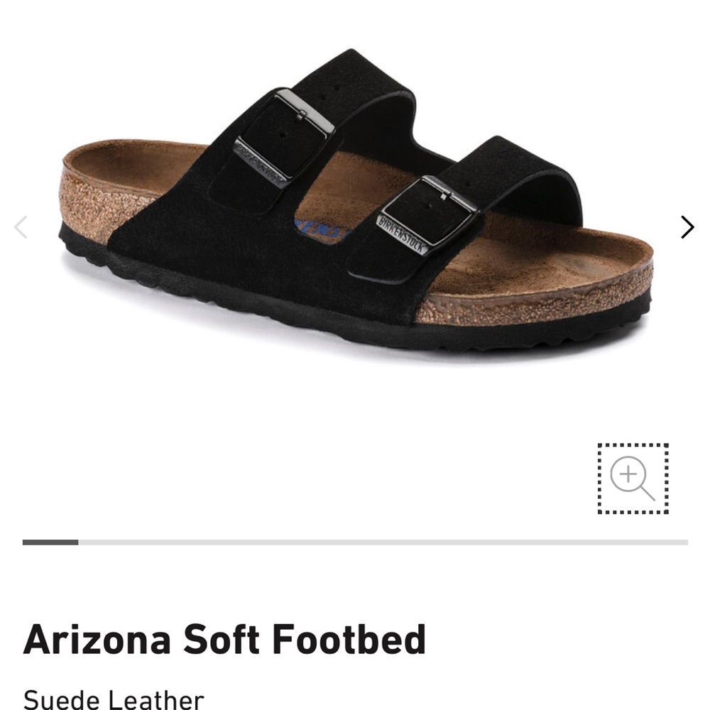 Birkenstock Arizona Soft Footbed Black Suede Leather Size 38 or 7.5